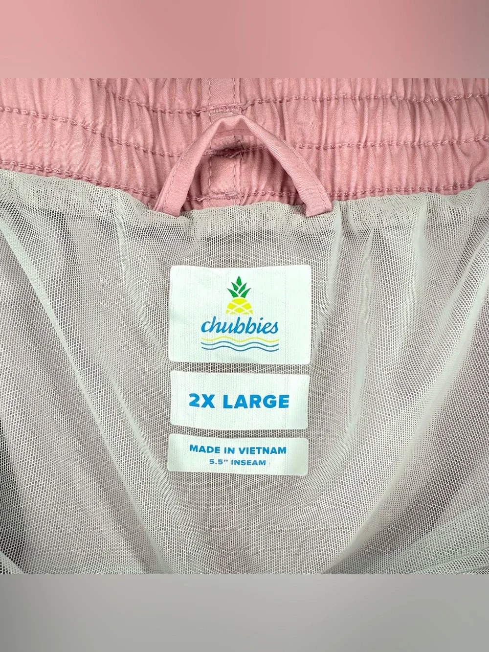 Chubbies Men’s On The Horizons Swim Trunks Lined Blue Pink Size 2XL